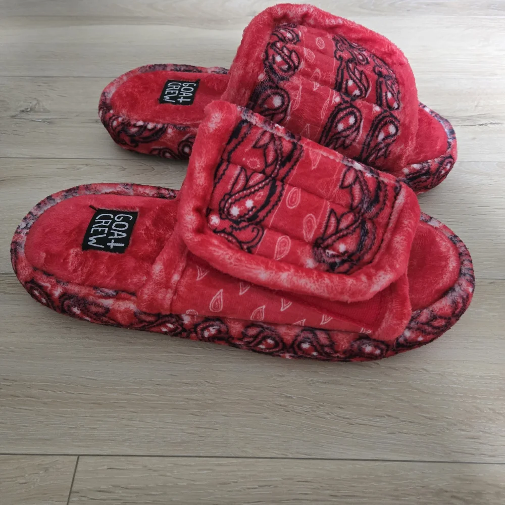 Red Fuzzy Slippers - Picture 1 of 4